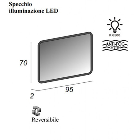 Mobile bagno sospeso Eden rovere cm90 con specchio e colonna