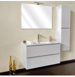Mobile Bagno 100 cm Frassino Moire con Lavabo, Specchio e Colonna
