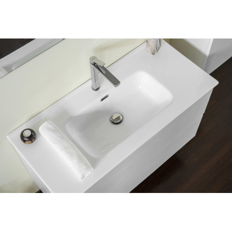Mobile Bagno 100 cm Frassino Moire con Lavabo, Specchio e Colonna