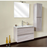 Mobile bagno sospeso color olmo cm100 con specchio e colonna
