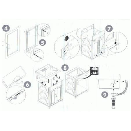 Lavatoio con mobile 60 x 50 x 85 per esterno in PVC 2 ante
