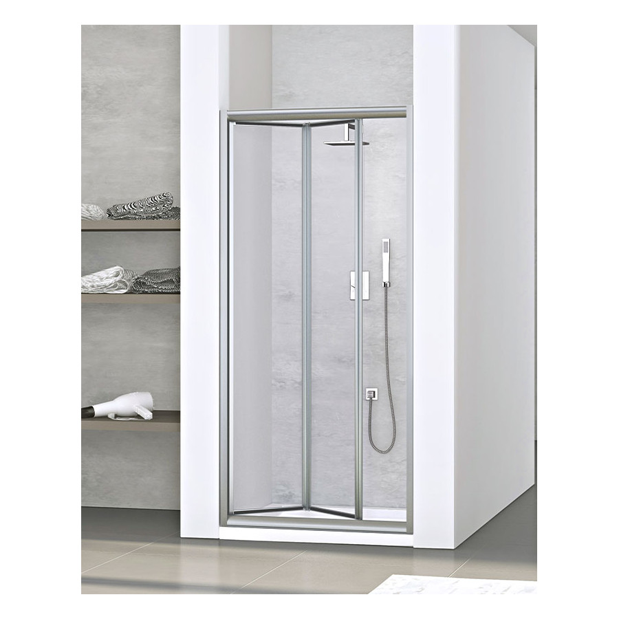 Porta doccia cm 86-90 libro 2 ante cristallo trasparente 5mm