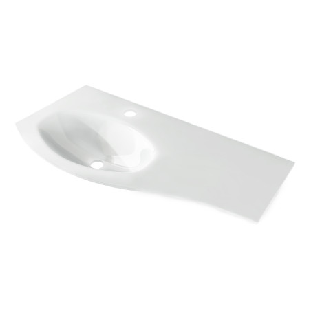 Mobile bagno sospeso nero opaco cm.104 lavabo vetro vasca a sinistra