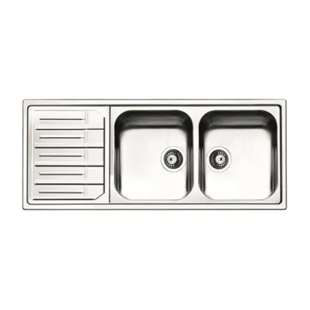 Lavello cucina incasso acciaio Inox cm 116 vasche a destra