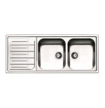 Lavello cucina incasso acciaio Inox cm 116 vasche a destra