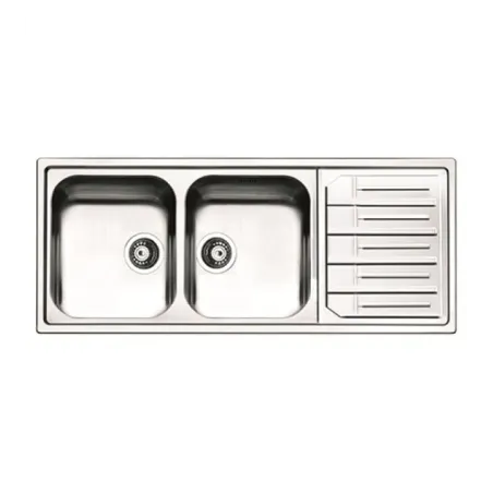 Lavello cucina incasso acciaio Inox cm 116 vasche a sinistra