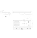 Lavello cucina appoggio acciaio Inox cm 120 vasche a destra
