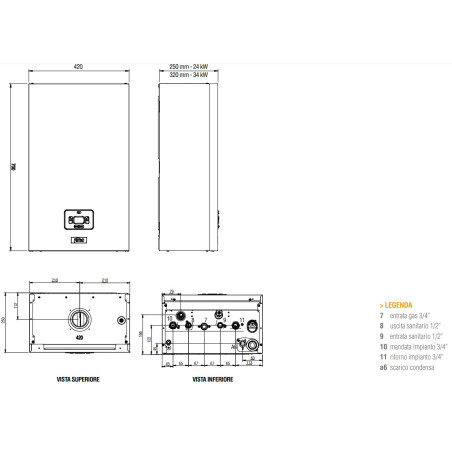 Caldaia a condensazione Kalis 24.3 Kw FERROLI gas metano/gpl