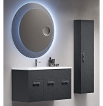 Mobile bagno sospeso grafite cm.100 lavabo vetro specchiera e colonna