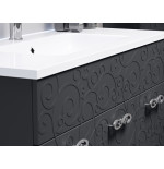 Mobile bagno sospeso grafite cm.100 lavabo vetro specchiera e colonna