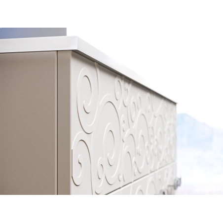 Mobile bagno sospeso bianco cm.100 lavabo vetro e specchiera led