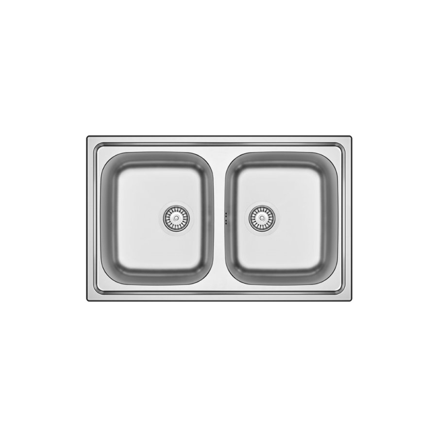 Lavello cucina incasso acciaio Inox cm 86 2 vasche mod. IDEA