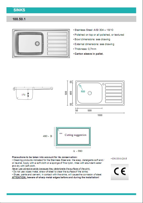 Lavello Cucina In Acciaio Inox 100x50x160 Cm Con Ripiani E Ganci – Lavabo Mobile Per Esterni, Bar E Ristoranti, Rubinetto Incluso