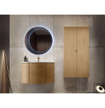 Mobile bagno sospeso rovere tabacco cm 90 specchio e colonne