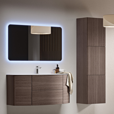 Mobile bagno sospeso rovere sc cm 121 con specchio e colonna