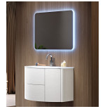 Mobile bagno sospeso bianco frassino cm 90 con specchio led