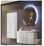 Mobile bagno sospeso bianco cm 121 con specchio multimediale e doppia colonna