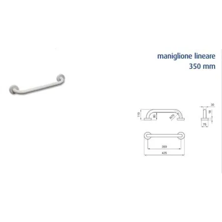 Maniglione orizzontale per disabili a muro cm.35 bianco