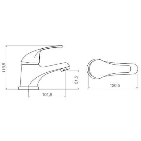 Rubinetto miscelatore monocomando per lavabo cromo serie blu
