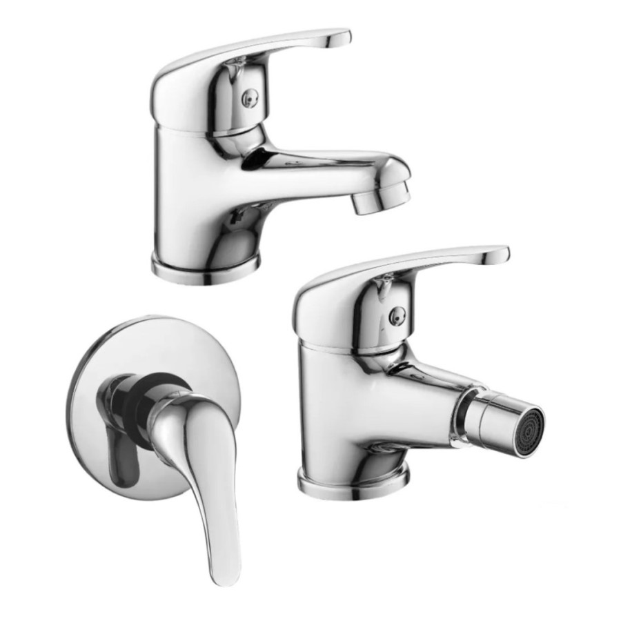 Set rubinetteria miscelatori lavabo + bidet + doccia incasso cromo