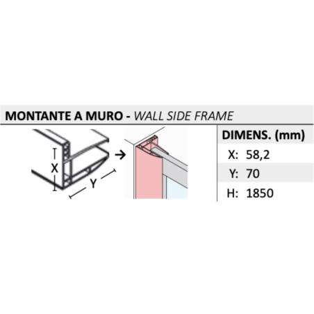 Box doccia 3 lati scorrevole 70 x 70 x 70 angolo + anta fissa