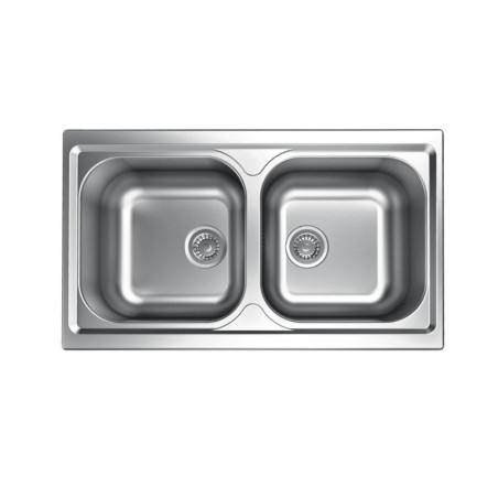 Lavello cucina incasso acciaio Inox cm 86 x 50 con 2 vasche
