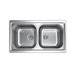 Lavello cucina incasso acciaio Inox cm 86 x 50 con 2 vasche