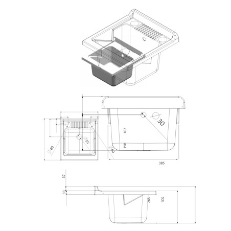 Mobile lavatoio con vasca lavapanni in resina 45 x 50 1 anta