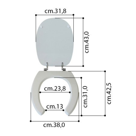 Sedile coprivaso copriwater vaso disabili bianco poliestere