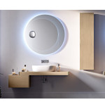 Mobile bagno tavolone sospeso rovere tabacco cm 120 specchio e colonna