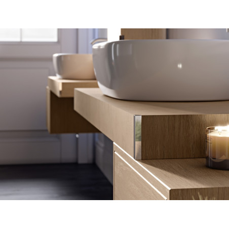 Mobile bagno tavolone sospeso rovere sbiancato cm 90 specchio e colonna
