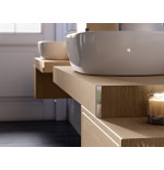 Mobile bagno tavolone sospeso rovere sbiancato cm 90 specchio e colonna