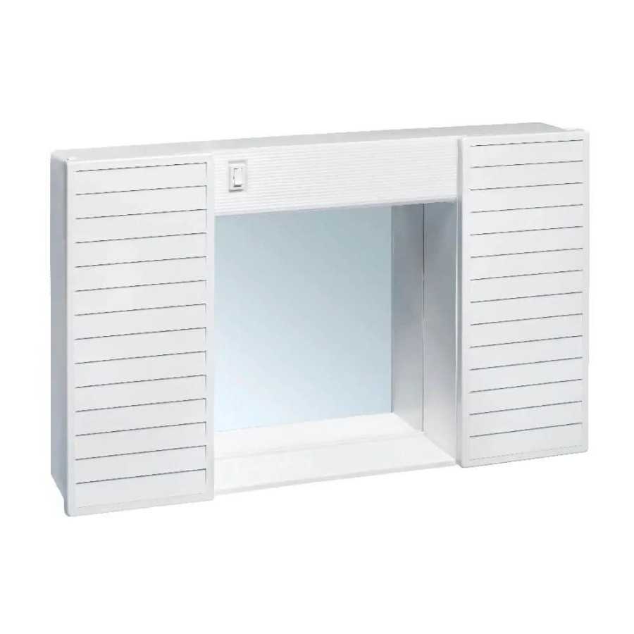 Specchio bagno pensile contenitore 2 ante in PVC cm 58x37x11