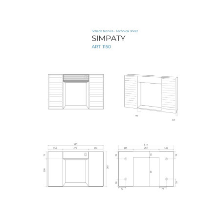Specchio bagno pensile contenitore 2 ante in PVC cm 58x37x11