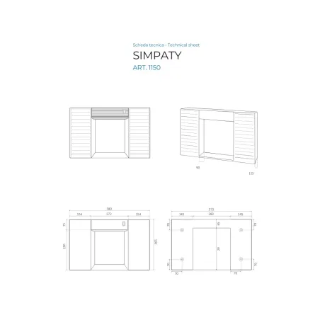 Specchio bagno pensile contenitore 2 ante in PVC cm 58x37x11