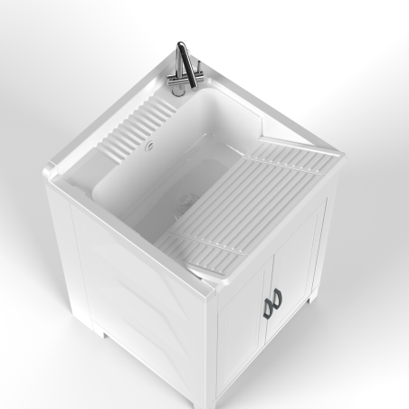 Lavatoio con mobile 60 x 60 x 85 per esterno in PVC 2 ante
