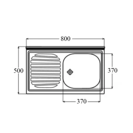 Sottolavello rovere cm 80 con lavello inox 1 vasca a destra