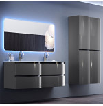 Vague | Mobile Bagno Sospeso 138 cm Antracite con Specchio LED