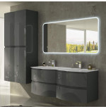 Vague | Mobile Bagno Sospeso 138 cm Antracite con Specchio LED