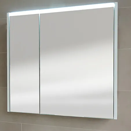 Specchio Contenitore 2 Ante LED 70x67 Bianco Asimmetrico IP44