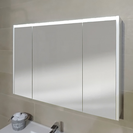 Specchio Contenitore 3 Ante LED 92x67 cm Bianco
