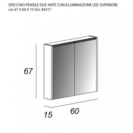 Specchio Contenitore 2 Ante LED 60x67 cm Bianco