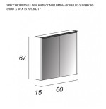 Specchio Contenitore 2 Ante LED 60x67 cm Bianco
