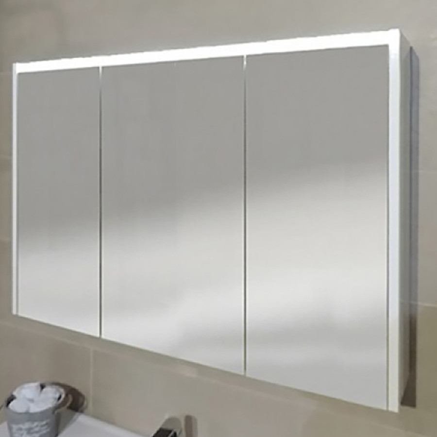 Specchio Contenitore 3 Ante LED 120x67 cm Bianco
