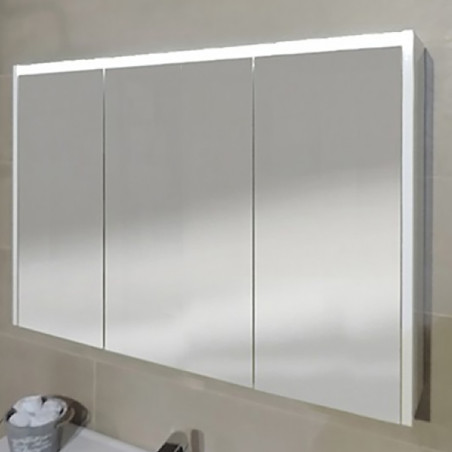 Specchio Contenitore 3 Ante LED 120x67 cm Bianco