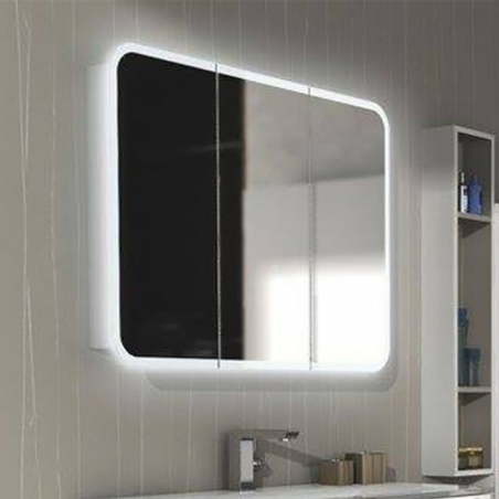 Specchio Contenitore 3 Ante LED 95x70 cm Bianco