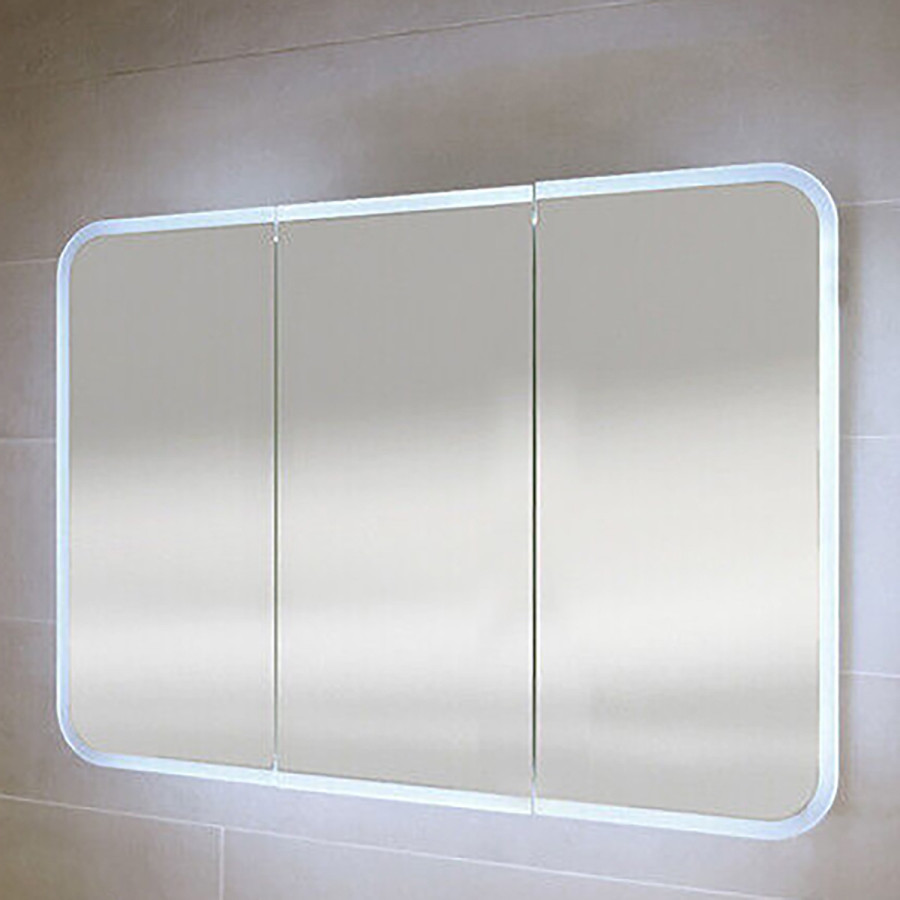 Specchio Contenitore 3 Ante LED 95x70 cm Bianco