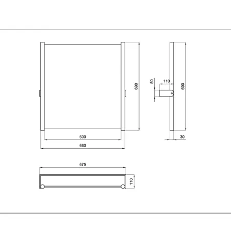 Specchio Reclinabile per Disabili 65x65 cm con Staffe