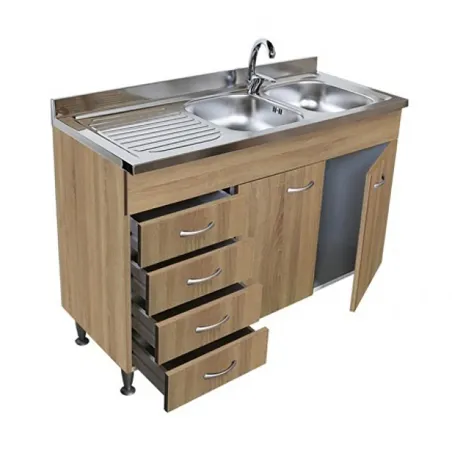 Mobile Cucina Rovere con Lavello Inox 120 cm Cassetti SX