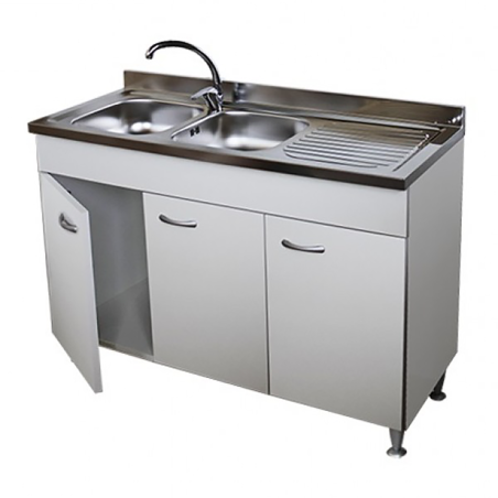 Sottolavello Bianco 120 Cm 3 Ante Per Lavello Inox